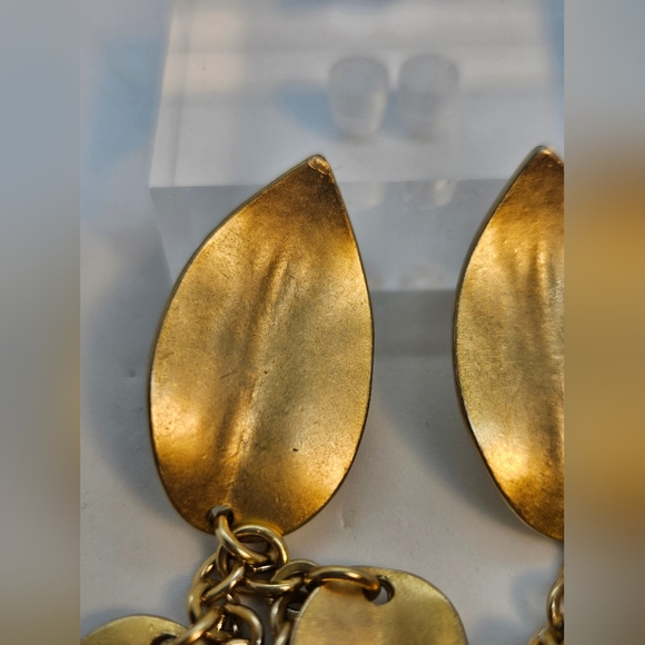 M Jent Vintage Gold Leaf Statement Earrings - Picture 2 of 7